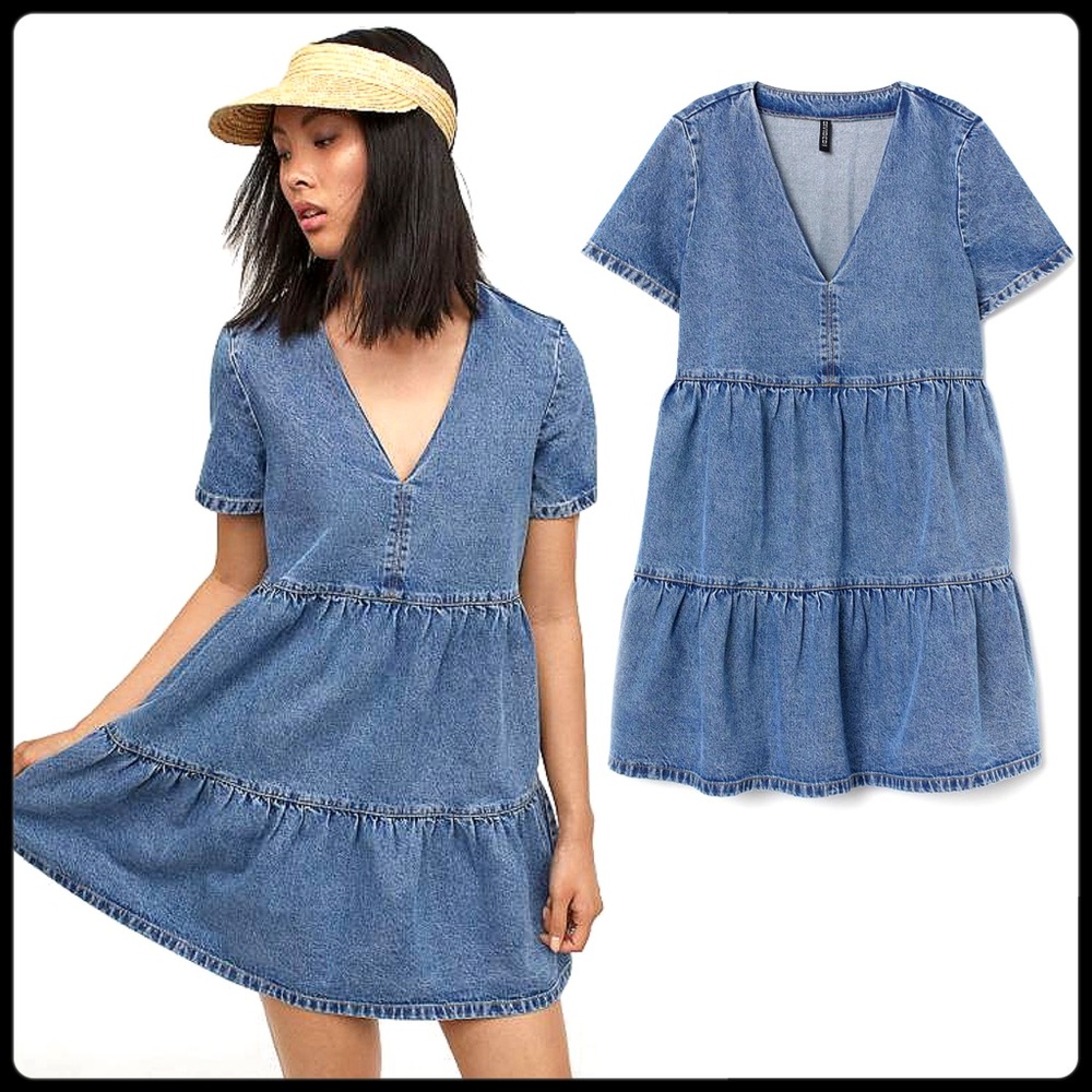 🆕H&M v-neck denim dress